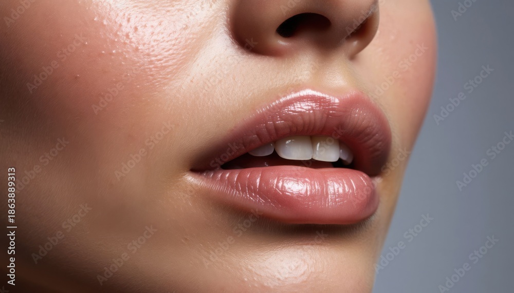 Naklejka premium Glossy Lips Beauty Macro