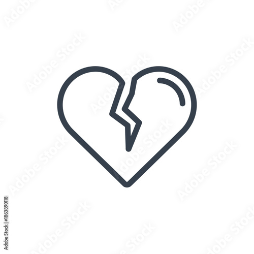 Broken Heart Icon Symbolizing Heartbreak or Relationship Troubles for Emotional Content