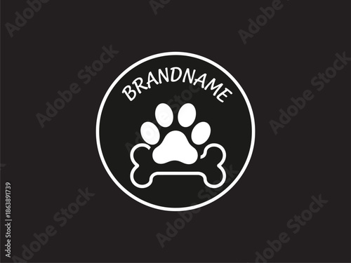 White Dog Paw Print Logo Design.