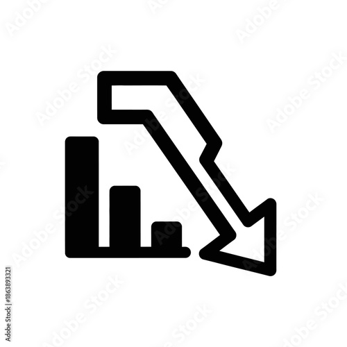 Downward Trending Graph Icon Representing Decline or Decrease