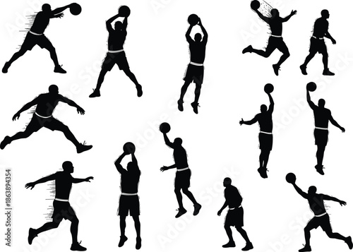 basketball, player, sport, athlete, game, dribble, dunk, jump, shoot, rebound, silhouette, motion, action, energy, performance, competition, training, fitness, court, teamwork