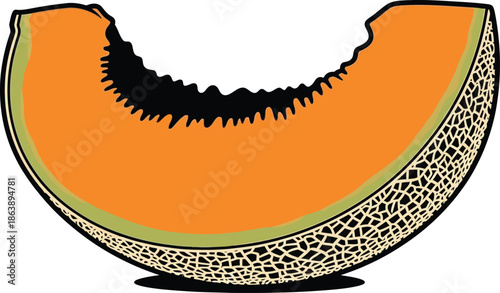 Cantaloupe Melon Slice isolated on transparent background AI Generative