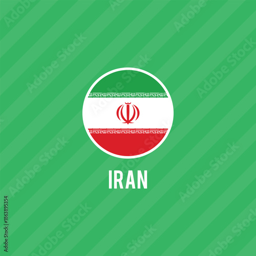 The flag of Iran. Flag icon. Standard color. Standard size. A rectangular flag. Computer illustration. Digital illustration. Vector illustration.