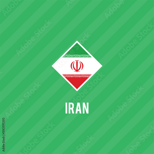 The flag of Iran. Flag icon. Standard color. Standard size. A rectangular flag. Computer illustration. Digital illustration. Vector illustration.