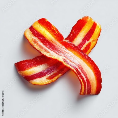 Savory bacon slices overhead shot kitchen food photography minimalist style