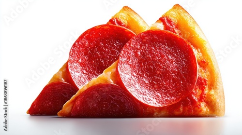 Delicious pepperoni pizza slices on white background food photography culinary art