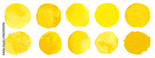 set of yellow watercolor hand drawn watercolor splashes