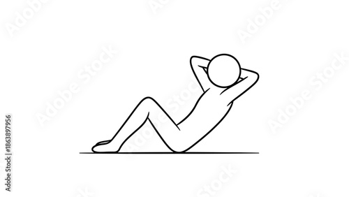 Stick Figure Relaxing and Lying Down on Isolated White Background