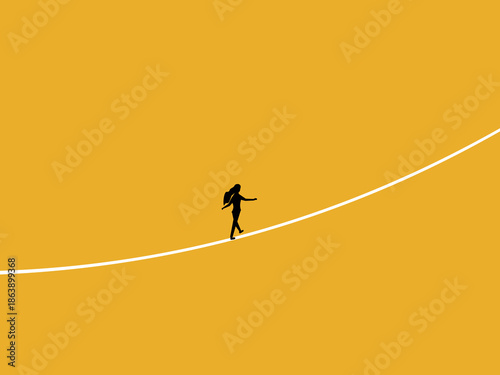 businesswoman walks a dangerous tightrope