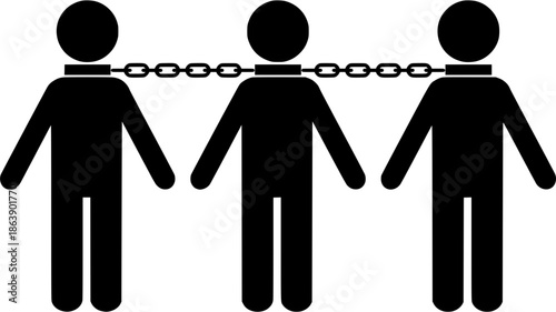 Symbolic representation of human slavery and interconnected oppression