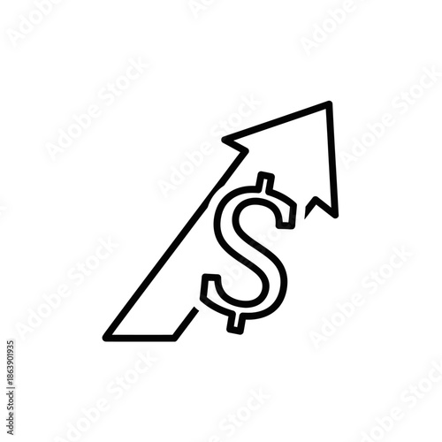 Financial Growth and Investment Concepts Illustrated with Upward Arrow and Dollar Sign