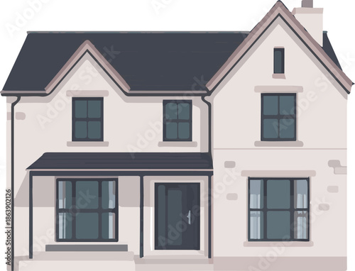 Isolated a House. Two-storey country cottage. Modern building for living. vector art with white background.