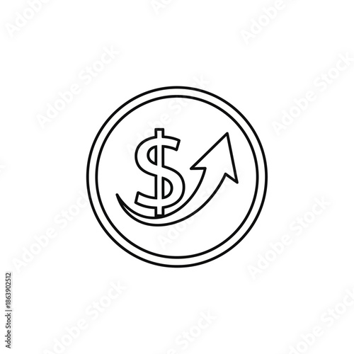 Financial Growth and Investment Success Symbol with Rising Arrow and Dollar Sign