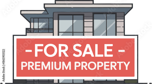 Isolated a Private house. Architecture. Exterior. House. Advertise property. Banner Advertise property. View vector art with white background.