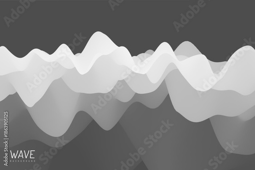 Abstract wavy background. Trendy liquid design. Motion sound wave. Black and white. Vector illustration for brochure, poster, cover, card, presentation, flyer or banner.