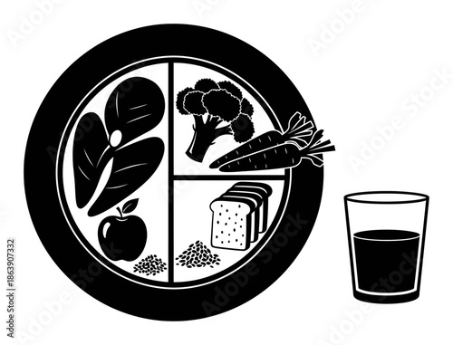 Minimalist Nutrition Diet Plan Silhouette Vector Illustration