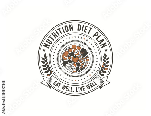 Vintage Nutrition Badge Vector Design