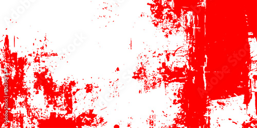 Red paint splashes and blood splatters create a grunge art background with ink drips and stains on a textured red vector illustration backdrop for a decorative Christmas card wallpaper design
