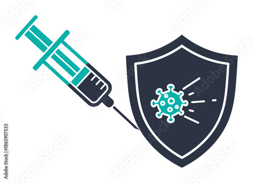 Modern Duotone Vector Immunization Illustration - Vaccination Health Concept