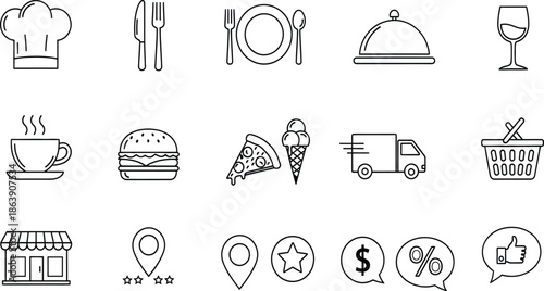Restaurant and food service icons