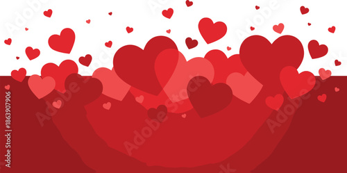 Floating red hearts background illustration symbolizing love romance and passion, perfect for Valentine greeting cards and romantic designs