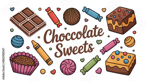 Sweet Temptations: A delectable array of chocolate sweets and treats, an indulgent visual feast for chocolate lovers.