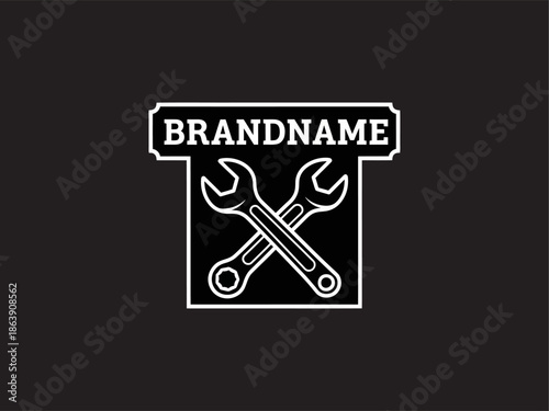 Crossed Wrenches Logo Design Template 1.