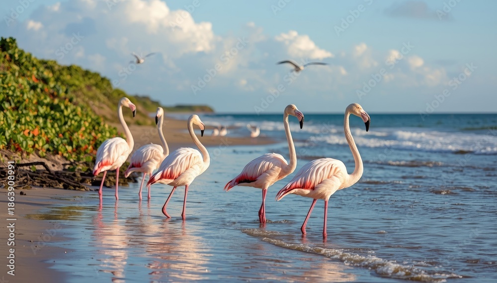 Obraz premium flamingos in the lake
