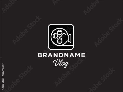 Vlog Logo Template with Megaphone Icon.
