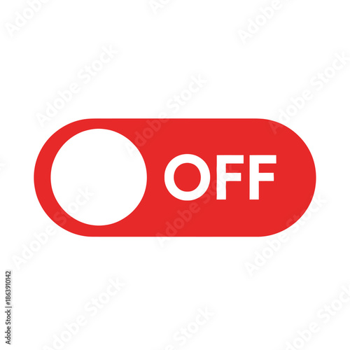 A simple red toggle switch is depicted in the off position showcasing a clear visual indication of deactivation