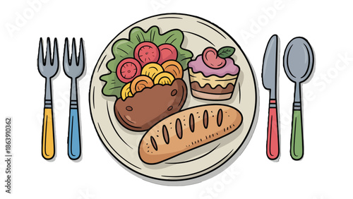 A Culinary Composition: An inviting plate displays a delightful assortment of culinary creations, tempting the viewer with a variety of flavors and textures.