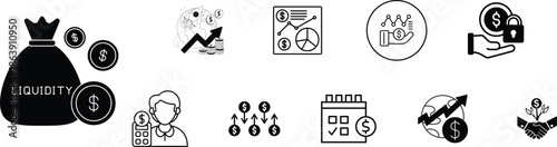 Liquidity and Financial Management Business Icons Set