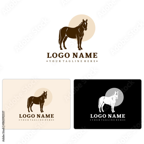 Vintage Horse Silhouette Branding Logo for Farm and Equestrian Use