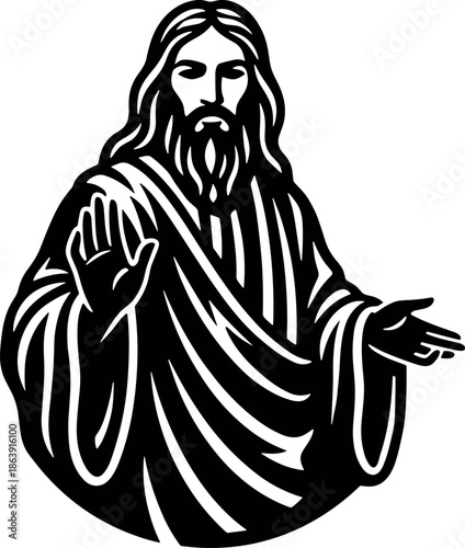 Jesus Christ Extended Hand Blessing vector illustration silhouette cricut design
