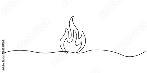 Continuous one line drawing of Fire flames.