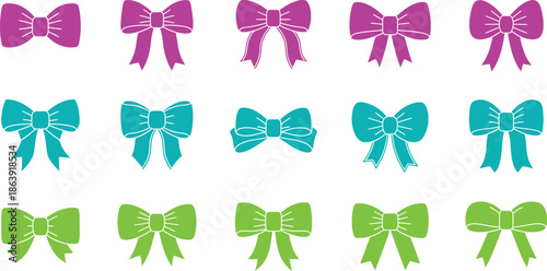 Colorful bows pattern on white background isolated on transparent background AI Generative