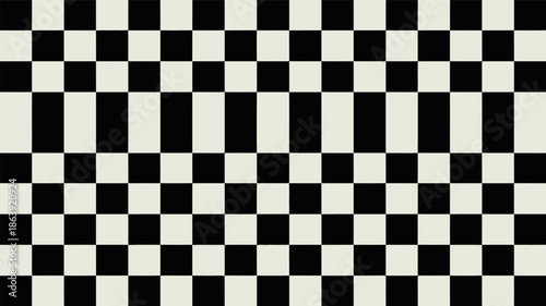 High contrast black and cream checkerboard pattern tile background offers a bold geometric texture suitable for racing or retro design concepts.