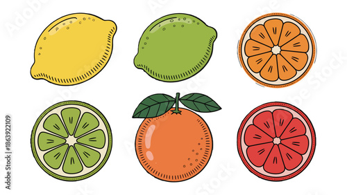Citrus Extravaganza: A vibrant selection of citrus fruits, showcasing the beauty and diversity of nature's bounty, including a vibrant lemon, a refreshing lime, and luscious orange segments. 