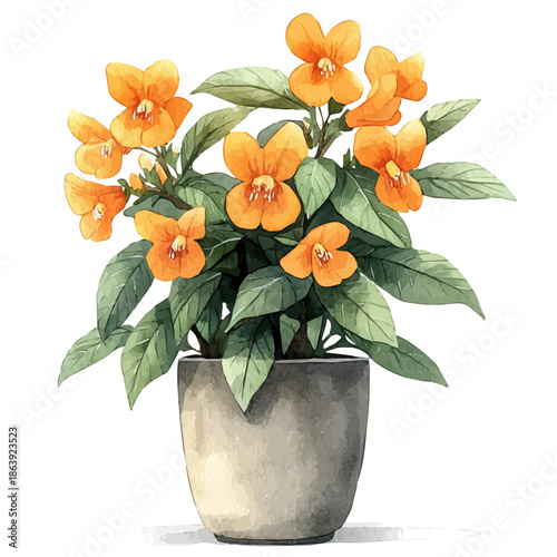 A Yellow Archangel In A Vase, watercolor painting vector, isolated on a white background.