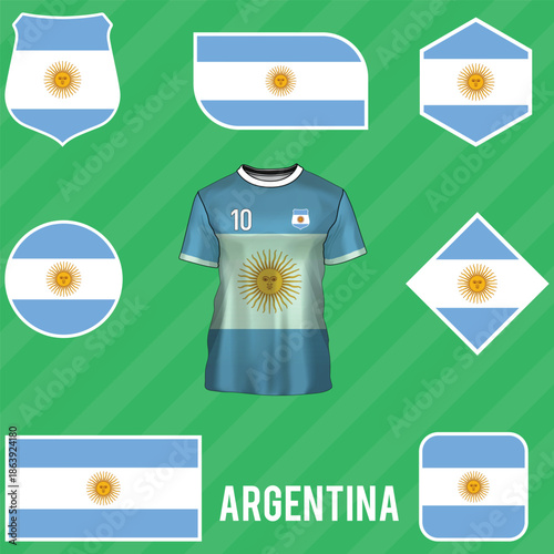National flag of Argentina. Argentinian flag. Vector Illustration