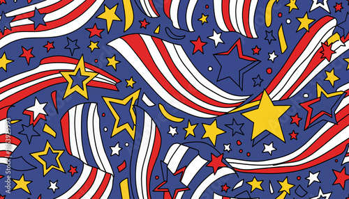American Pattern, Stars And Stripes Geometric Pattern flat vector design, bold decorative background