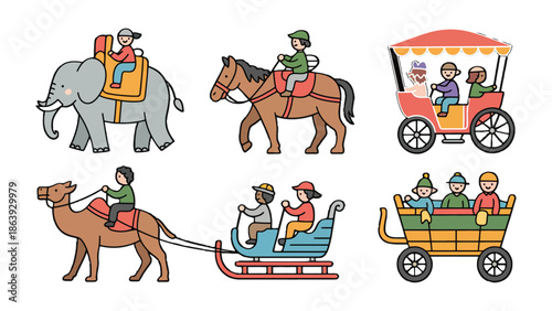 Joyful Journeys: A whimsical illustration showcases the delights of various rides, inviting viewers on an imaginative journey filled with smiles.