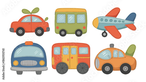 Colorful Transport Collection: A delightful assortment of charming toy vehicles ready for adventure, each one a miniature masterpiece of design and color