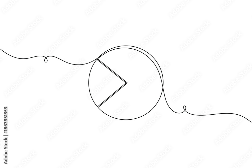 Obraz premium Statistics pie chart icon continuous one line drawing single art minimalist business goal analytics symbol outline vector illustration