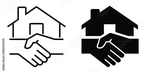 Real estate transaction icons on white background. Vector illustration