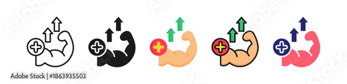 Build Muscle Multiple Style Icon Set Collection. 