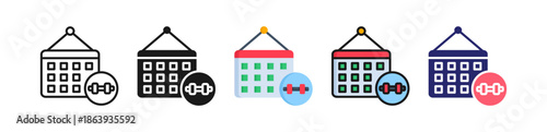 Training Plan Multiple Style Icon Set Collection. 