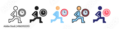 Workout Time Multiple Style Icon Set Collection. 