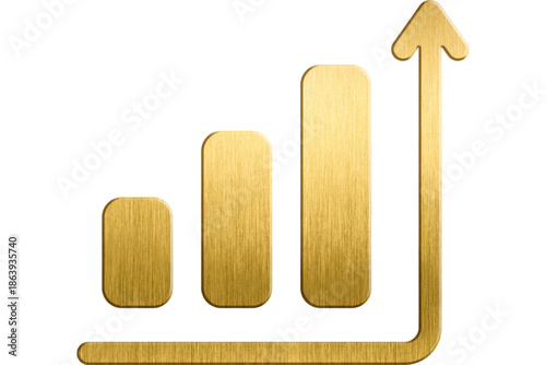 Golden Bar Graph with Rising Arrow Indicating Growth and Success