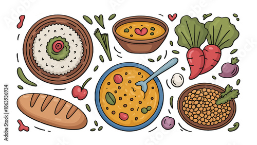 Culinary Harmony: An array of appetizing dishes, thoughtfully arranged to showcase the artistry of food, this image conveys the essence of delicious food 